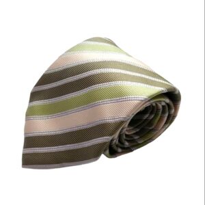 TIE RACK Silk Tie Made in Italy Stripes Green Cream